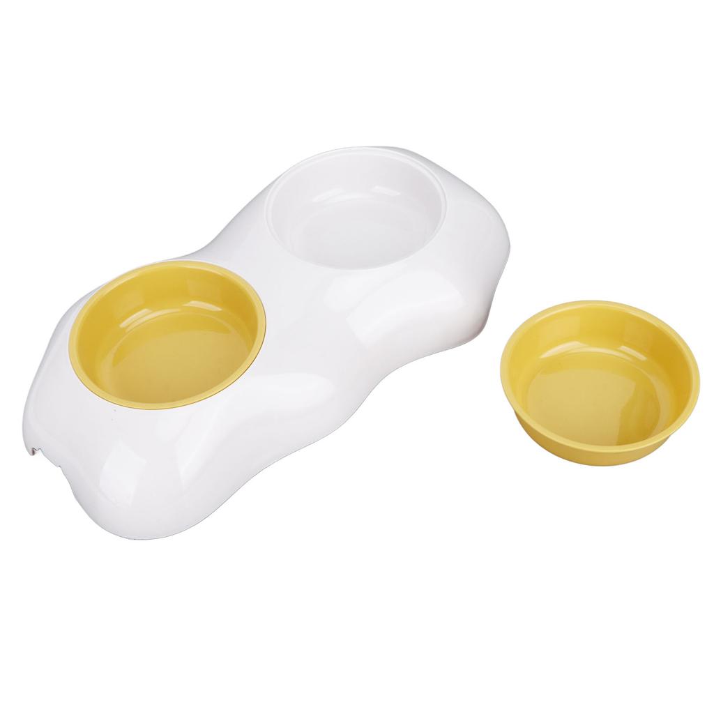 Haustiernapf Auslaufsicher PP Katzennapf Trinkwasser Fütterung Hundenapf für Hund Katze Eigelb Doppelnapf