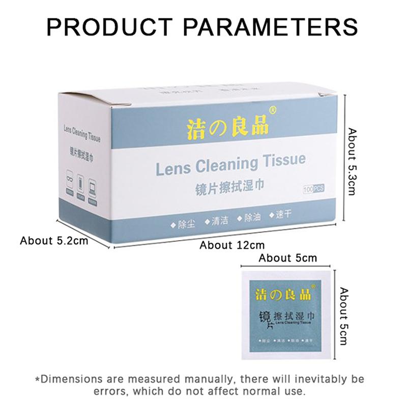 100 Stück Einweg-Linsenreinigungspapier, Brillen-Feuchttuch, Brillenputztuch, zum Abwischen der Linse des Handy-Bildschirms, Antibeschlag-Feuchttuch