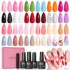 PEACECOLOR Gel Nail 22 Color Gel Kit with Top Coat Base Gel Nail Nail Light Nail File Large Perfect for DIY Gift Set, (3 PC), & Coat, Colors,