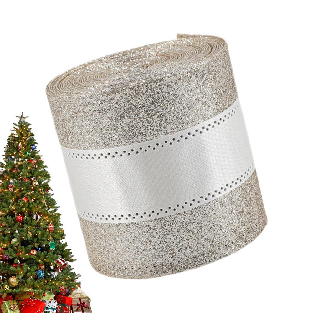 Christmas Ribbon For Crafts 6.5 Ft Webbing Strap Champagne Color Wreath Ribbon For Holiday Wrap Present Tree Decor Bow Wreath