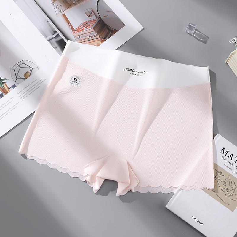 Plus Size Women's Spring Summer 7a Cotton Anti Bacterial Ice Silk Non Trace Anti Cramping Hip Flat Angle Underwear