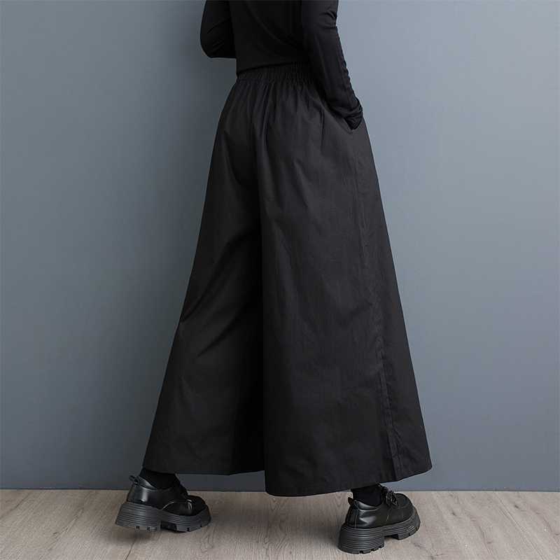 Spring and Autumn Loose Printed Nine Quarter Wide Leg Pants