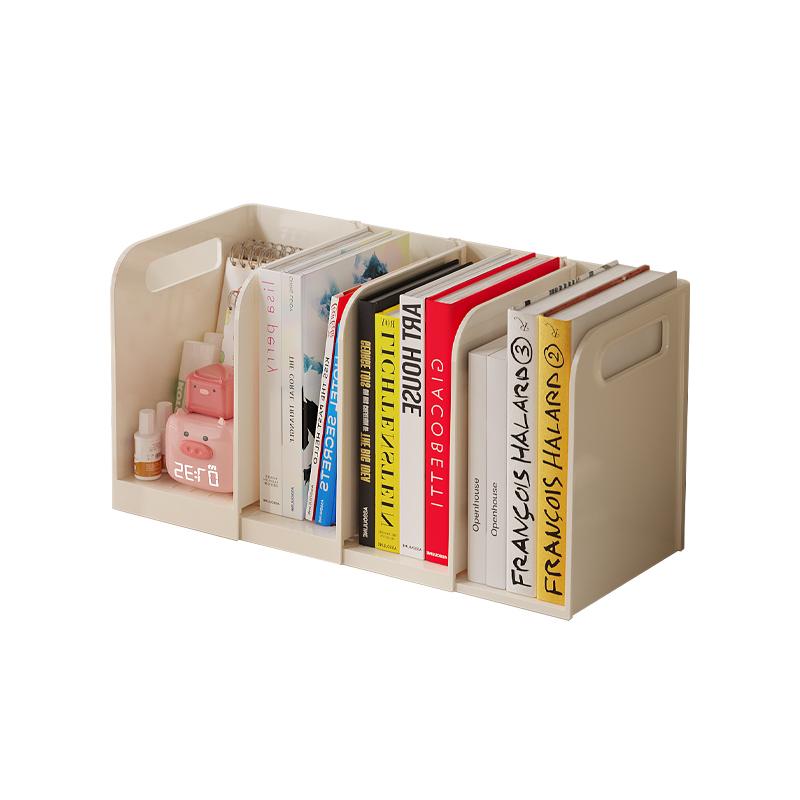 Extension Bookshelf, Bookshelf Divider, Desktop Storage Rack, Extendable Frame (Milk white,KSS-SJ) молочный белый