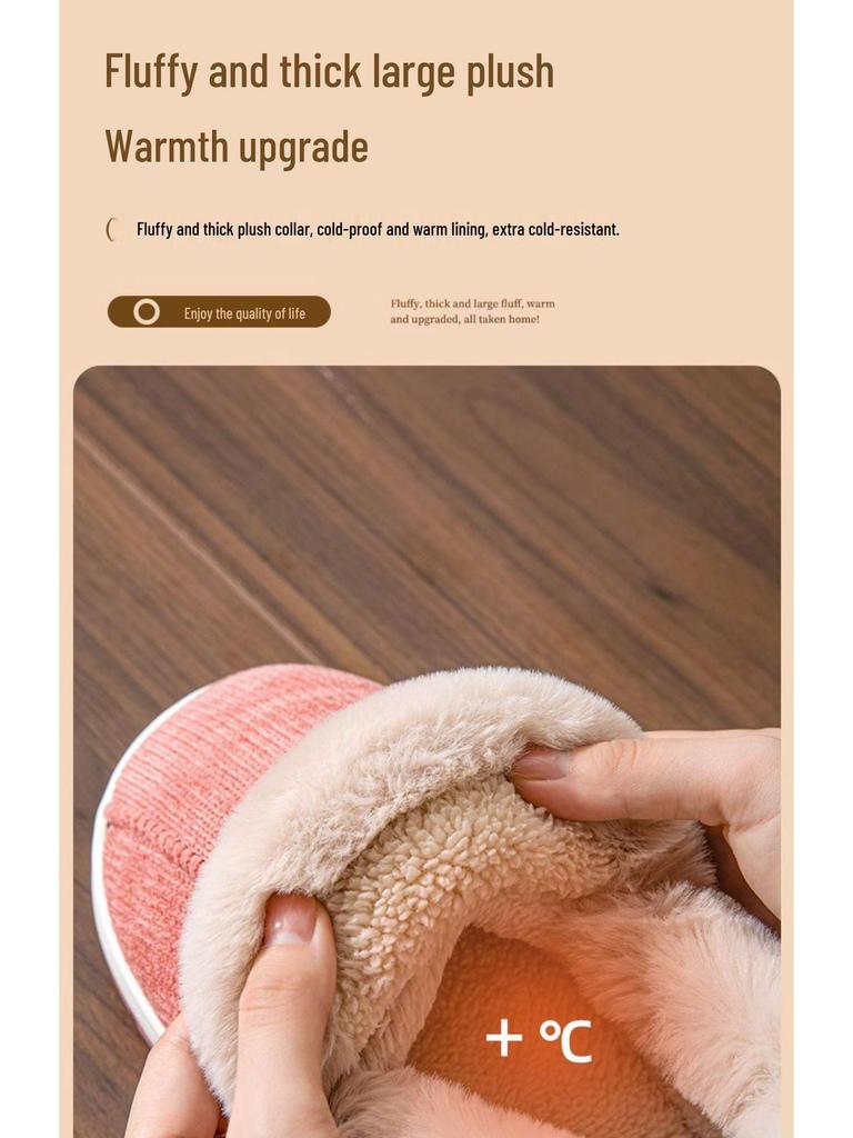 Women's Rogue Rabbit Furry Velvet Wrap-Heel Cotton Slippers - Thick-Soled Cozy Indoor Wear for Autumn and Winter.