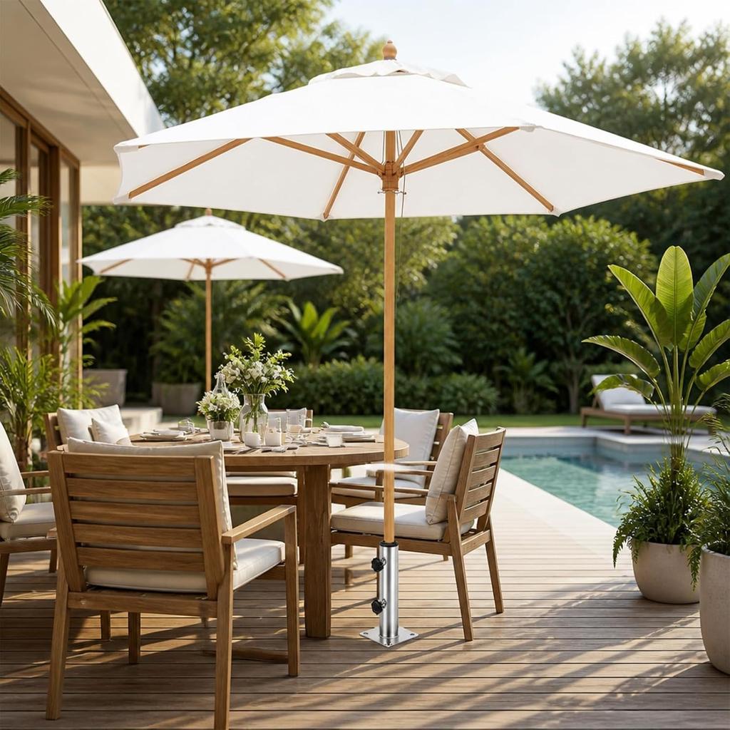 Umbrella Stand, Floor Tube, with 3 PVC Reducing Rings (32/38/48mm) and 8 Steel Nails - Adjustable Umbrella Stand, Stable Parasol Spare Parts Floor