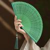 Solid Color Tassel Folding Fan Portable Kimono Fan Fashion Folding Bamboo Fan  Hanfu Accessories