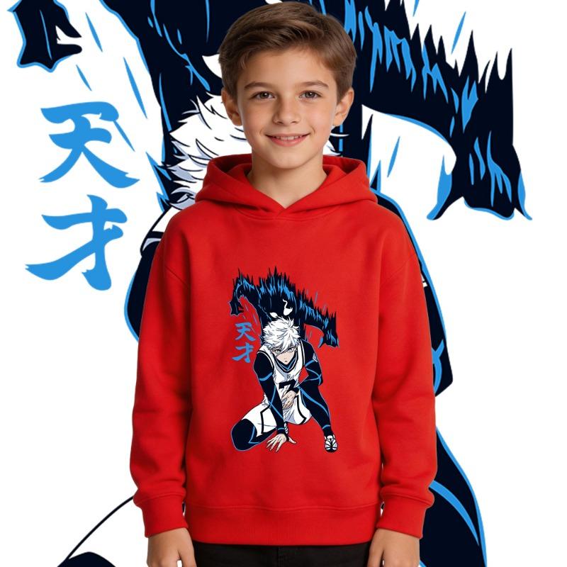 Blue Lock Nagi Seishiro Anime Print Boys Girls Fleece Hoodie Kids Warm Pullover Hooded Sweatshirt for Autumn Winter
