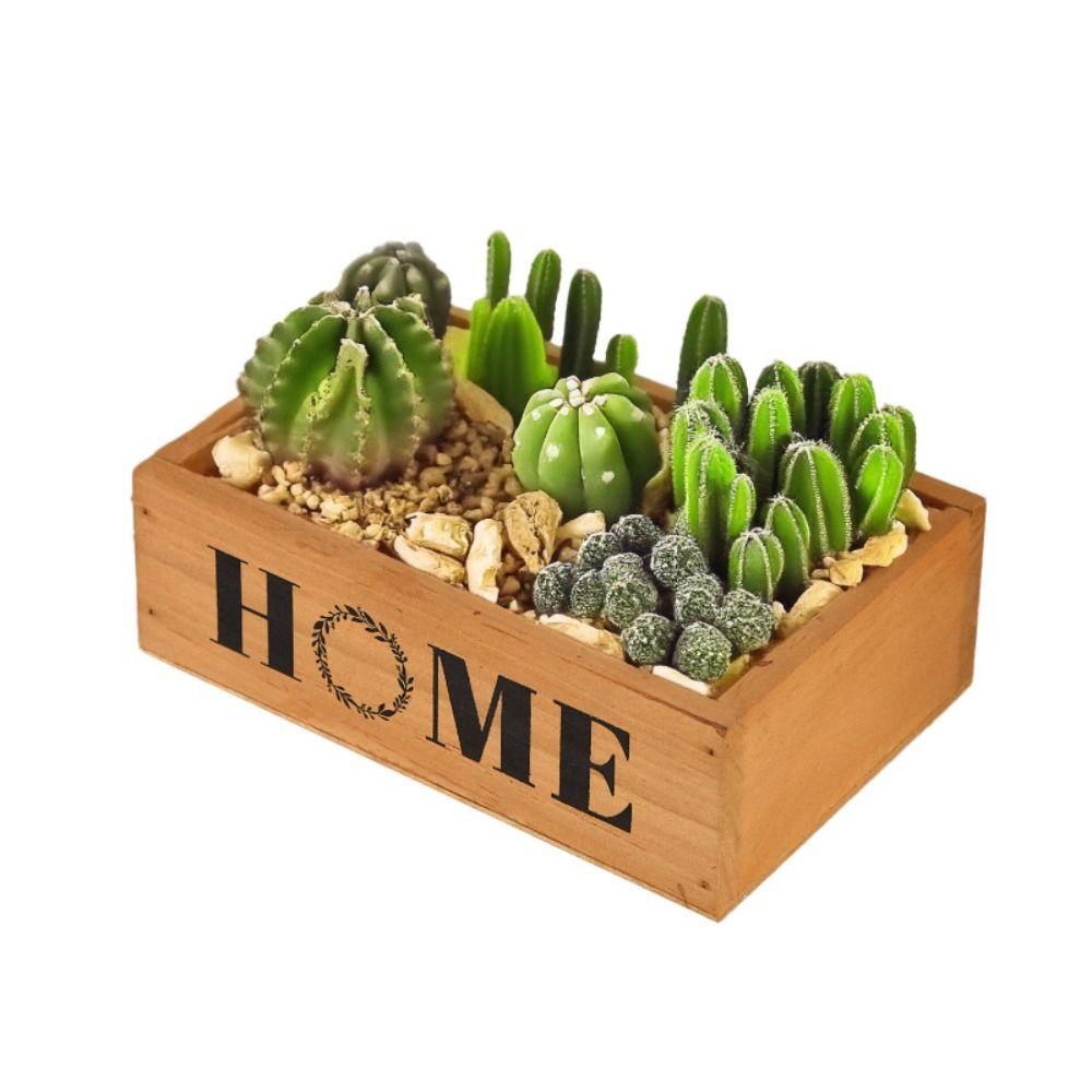 High Quality Creative Flowerpot Rectangle Vintage Succulent Boxes Natural Wooden Decor Pots