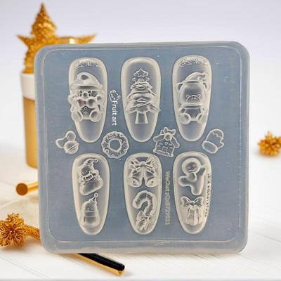 Weihnachtsserie 3D Nail Art Silikonformen Weihnachtsmann Bär Schneeflocke Design DIY Transparente Maniküre Dekoration Schablonen