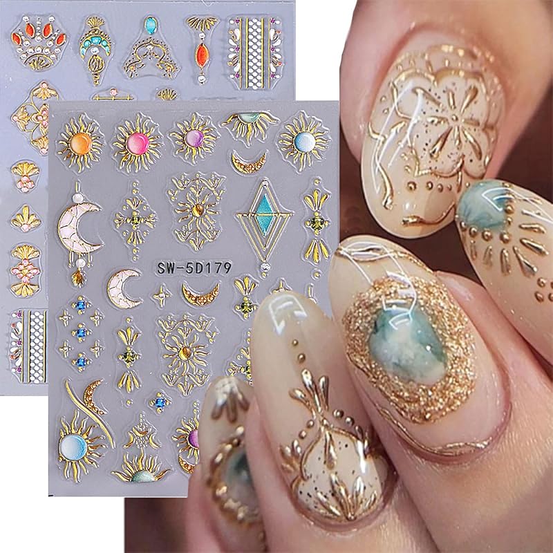 Maple Leaf Nail Stickers 5D Embossed Nail Decals Fall Design Nail Supplies Gold Leaf Stickers for Women Nails Decorations Thanksgiving Day Nails