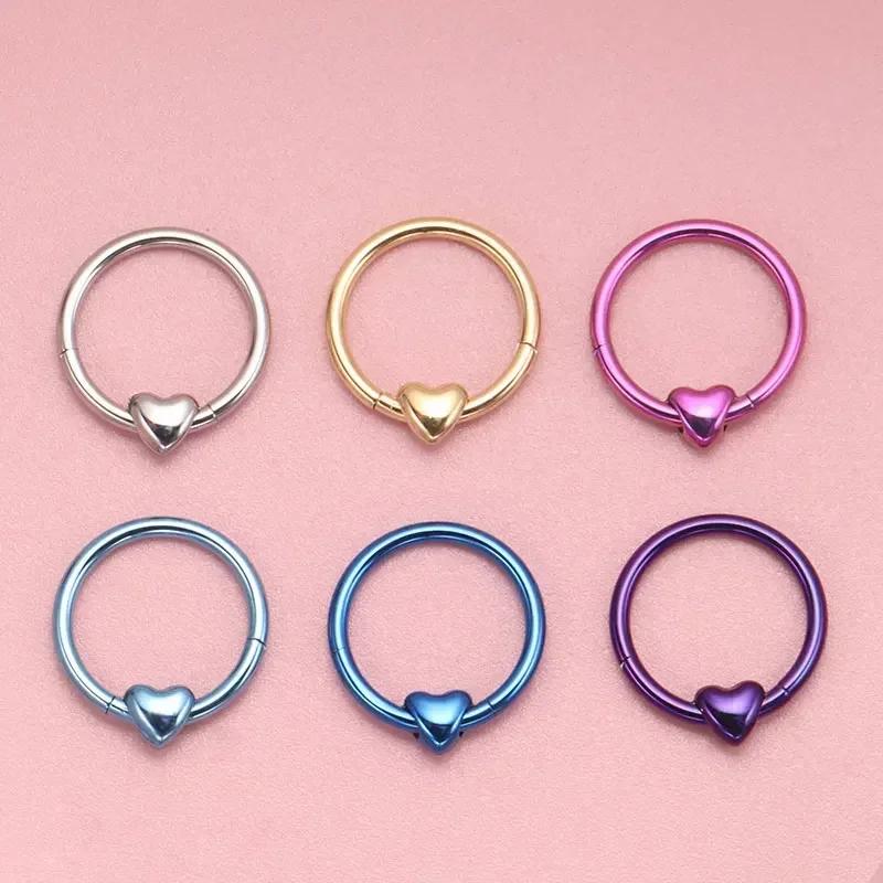 ASTM F136 Titan Herz Clicker Septum Piercing 16G Daith Helix Ohrring Piercing Neue Nasenringe Anodierter Körperschmuck