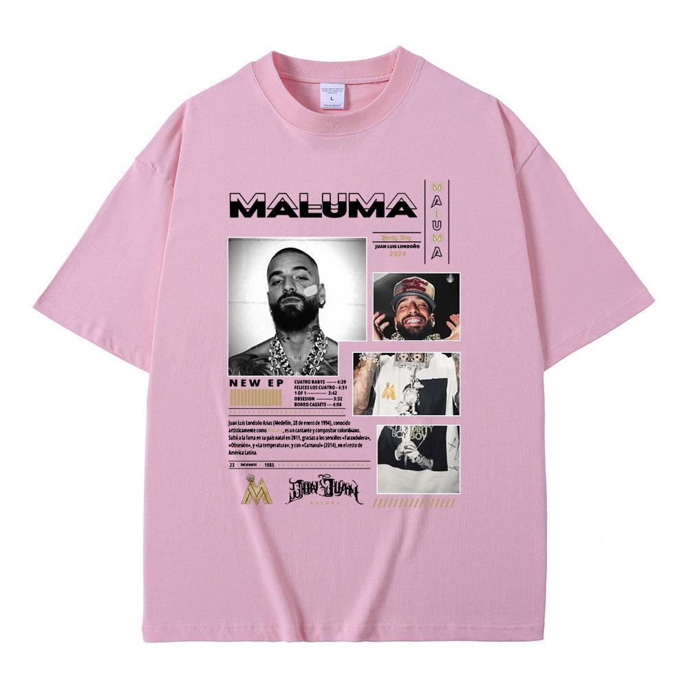 Zpěvák Maluma Obal hudebního alba Trička Pánská Dámská Ležérní Bavlněné Tričko Pánská Móda Nadrozměrná Trička Hip Hop Rap Streetwear