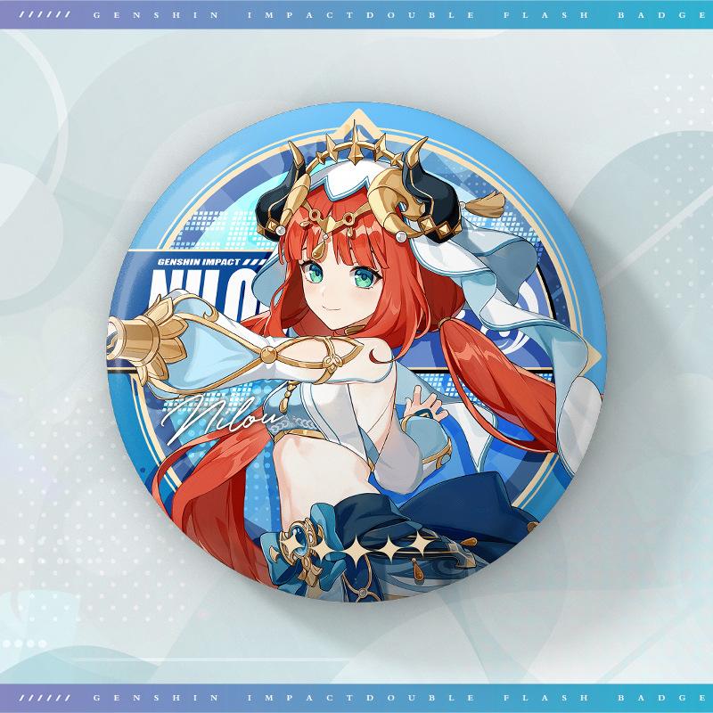 75MM Game Genshin Impact-3 Round Badge Anime Brooch Pin Cosplay Hu Tao Cartoon Figure Clothing Backpack Accessories Fans Gifts