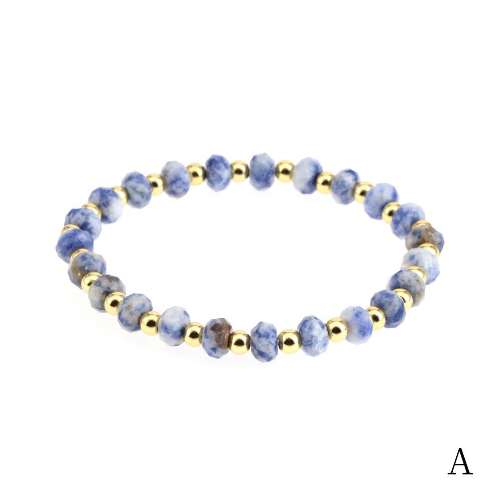 European & American 4mm Faceted Amazonite Bead Bracelet with Spliced Copper-Plated Metal Accents