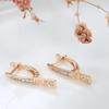 Women 585 Rose Gold Chic Earrings Natural Zircon Long Drop Earrings