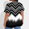 Plus Size Women's Fashion Casual Vintage Printed O-Neck Short Sleeve Button T-Shirt Top