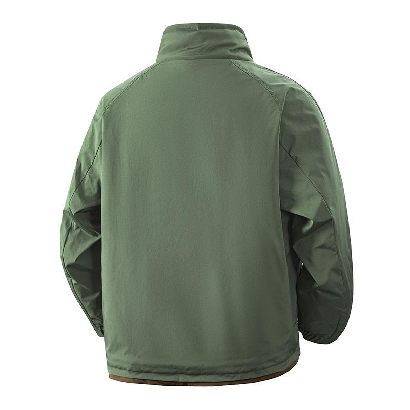 Autumn Winter Men's Stand Collar Workwear Cotton Padded Jacket Outdoor Sports Windproof Warm Cotton Coat Menswear
