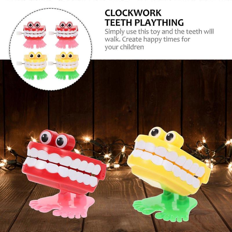 4Pcs Creative Teeth Shape Clockwork Toys Funny Wind-up Tooth Playthings