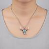 Unique Western-style Stainless Steel Turquoise Unisex Necklace Trendy Hip-Hop Punk Design Featuring Bull Head Motif Spiral Chain