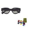 Gucci Logo Design Acetate Cat's Eye Sunglasses Women's Black