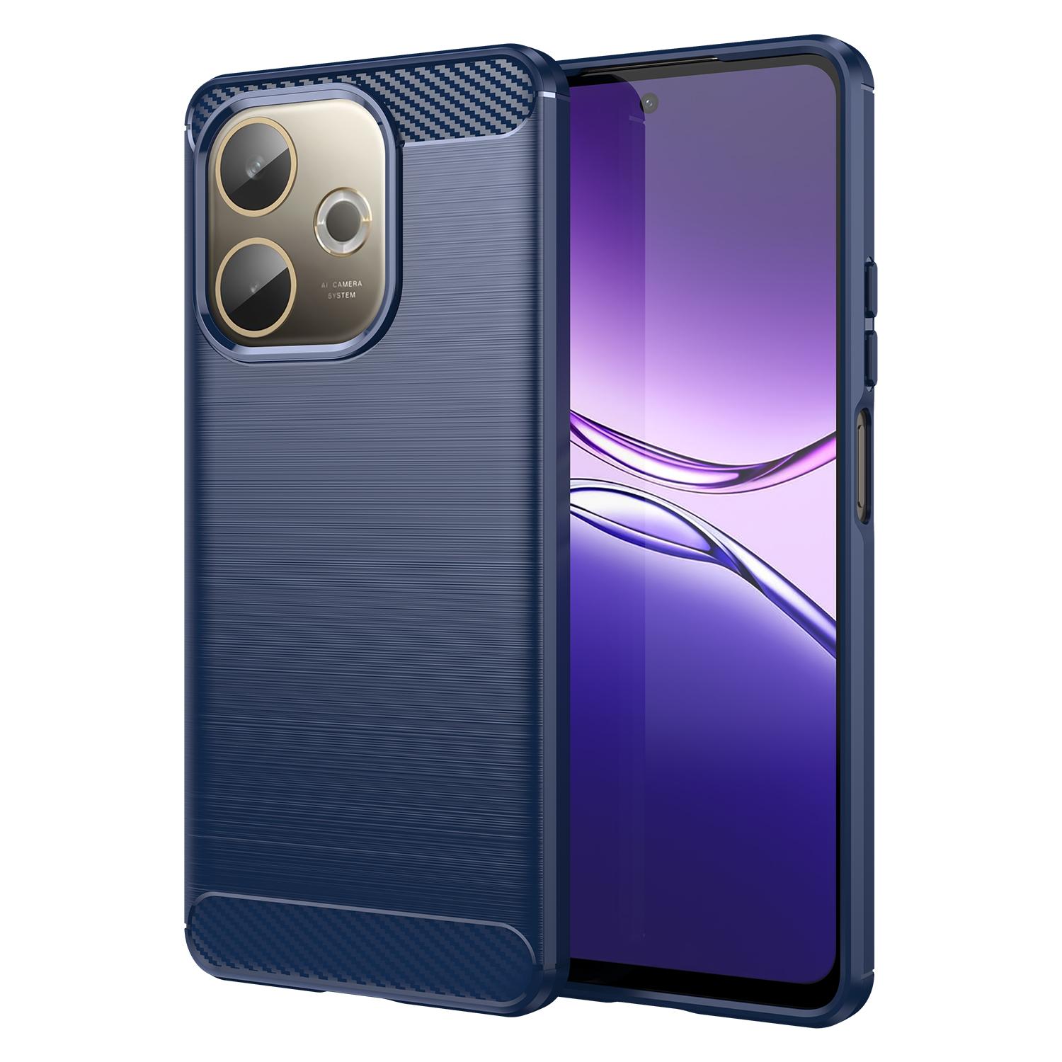 

Для Oppo A5 Pro 4G (Глобальный)/5G (Глобальный)/A5 Energy 5G (Китай) Чехол Защитный Чехол для Телефона Текстура Углеродного Волокна Матовый Blue