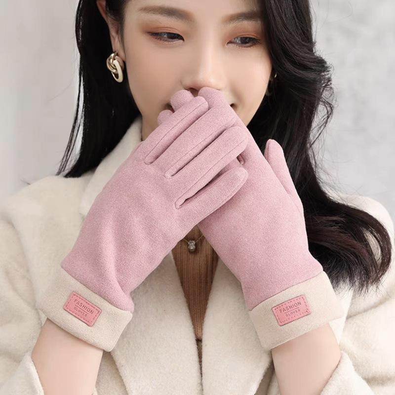 New Winter Women Keep Warm Touch Screen Fleece Thickened Not Bloated Cycling Driving Fashion Elegant Windproof Soft Gloves