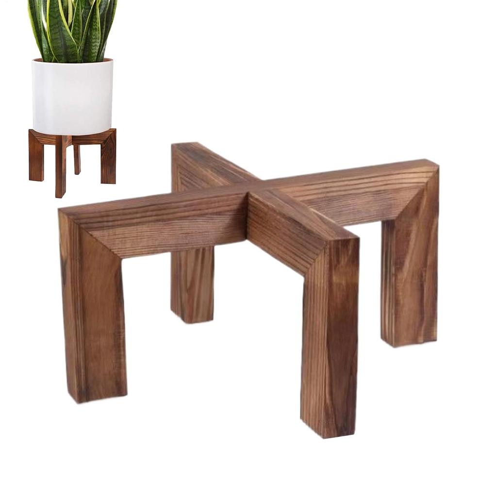 Indoor Corner Plant Stand Retro Wooden Display Rack Decorative Plant Shelves Support Plant Flower Bed Base Rack for Bedroom