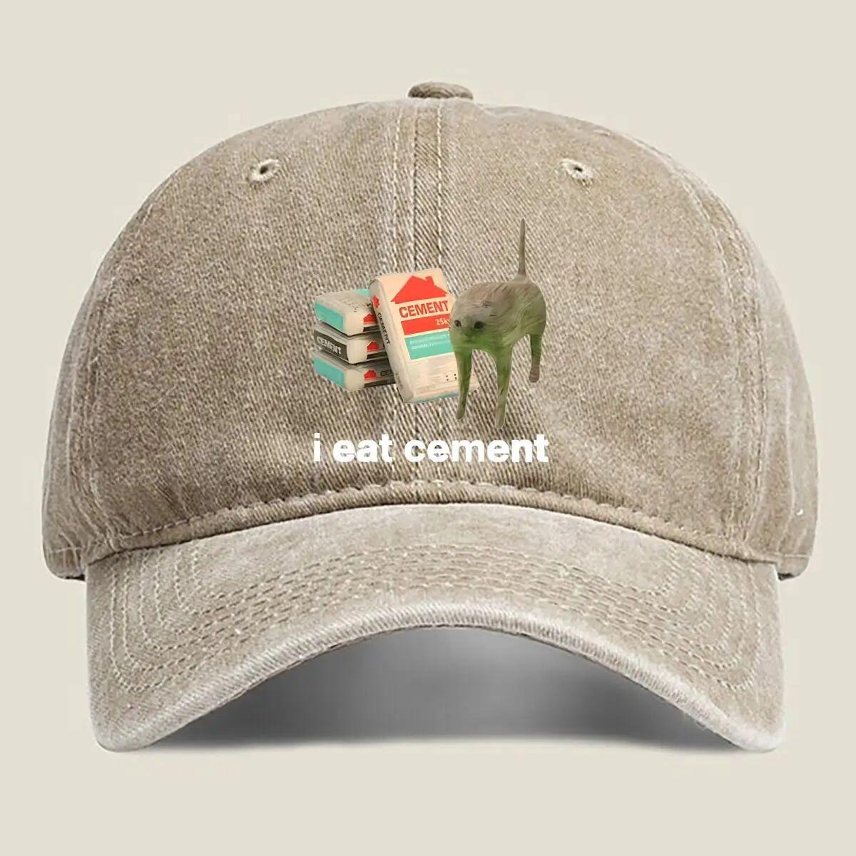 

I Eat Cement Humorous Cat and Cement Design Humorous Outdoor Sun Protection Picnic Fishing Cycling Baseball Cap Fashion Adjustable