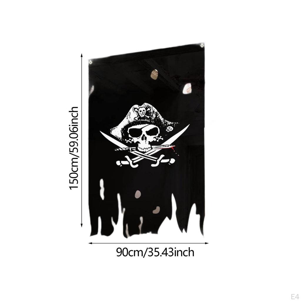 Piratflagga Trasig Vertikal Halloween-dekor Enkel Installation Kreativ Banner för Dörr