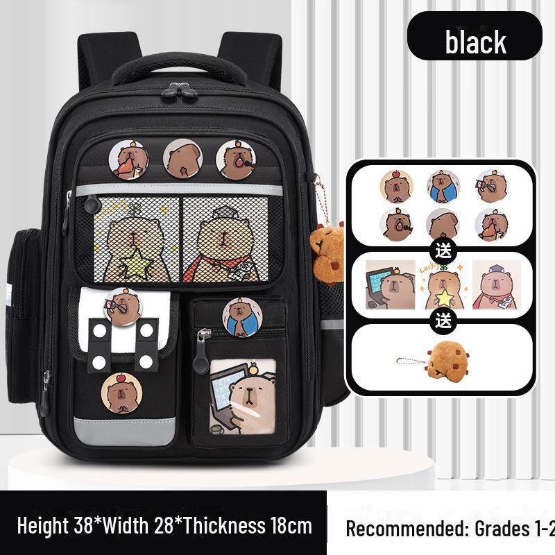 Capibara Schoolbag: Large Capacity, Lightweight Backpack for Grades 1-6, Ideal for Boys and Girls