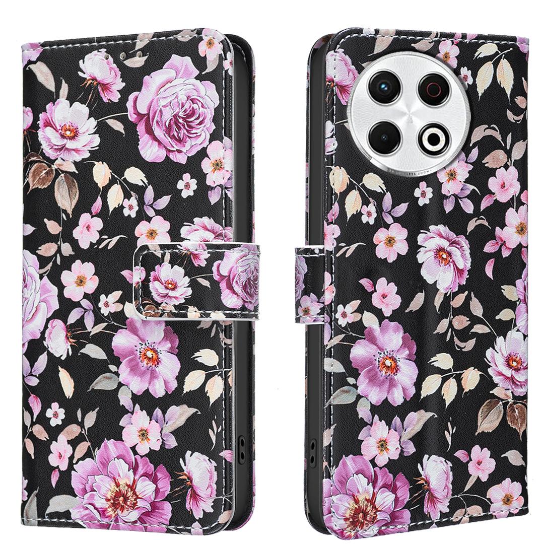 

Кожаные чехлы для серии Tecno с рисунком цветов и бабочек, защитная откидная крышка из ПУ с держателем для карт, магнитной застежкой и подставкой для Tecno Pop9/Spark30 Tecno Camon 30 4G/5G