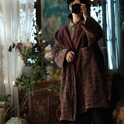 Women Vintage Hooded Winter Parkas Loose Long Sleeve Bandage Plus Cotton Coats Pockets Parkas