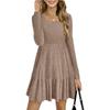 Women Long Sleeve Pullover Dress Women Crew Neck A-line Casual Dress Autumn and Winter