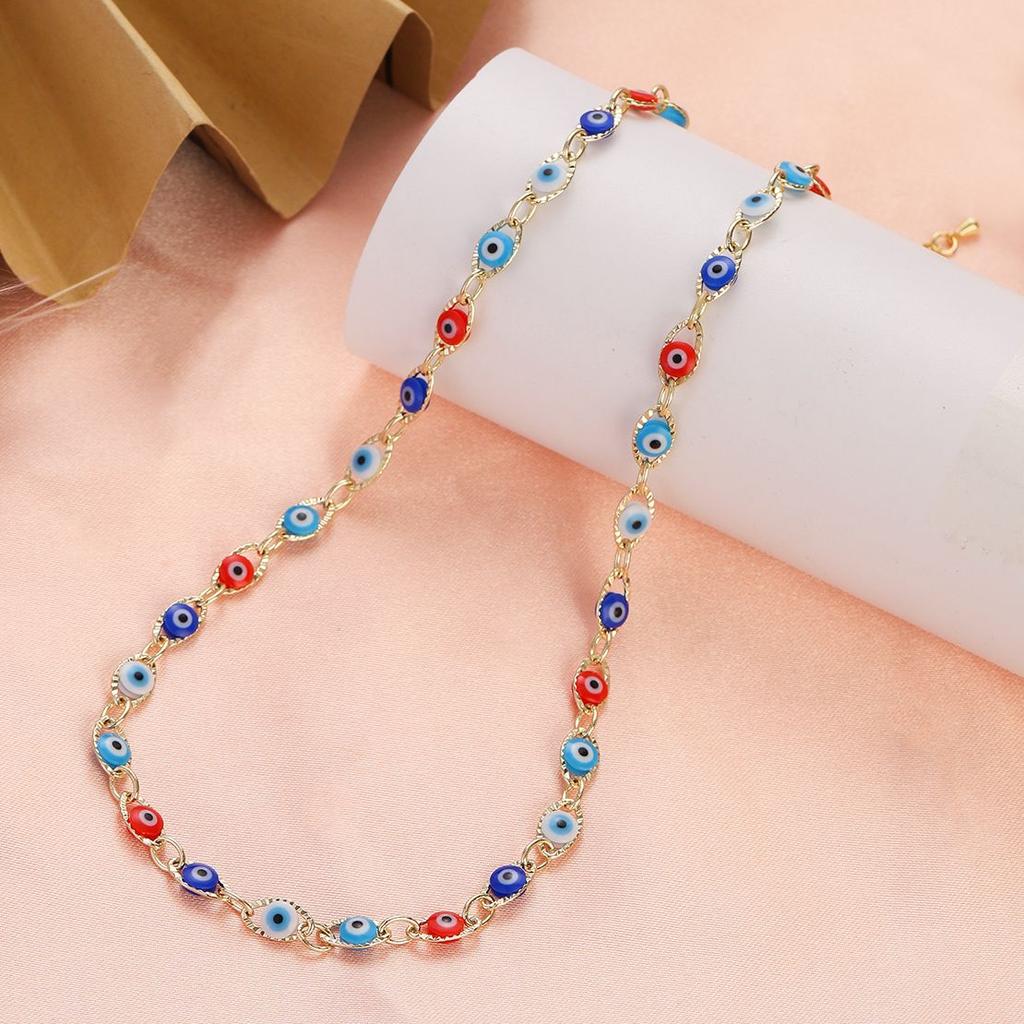 Collana Blu Occhio di Allah Turco da Donna Moda Colore Oro Acciaio Inossidabile Collane Smalto Perline Gioielli Regalo