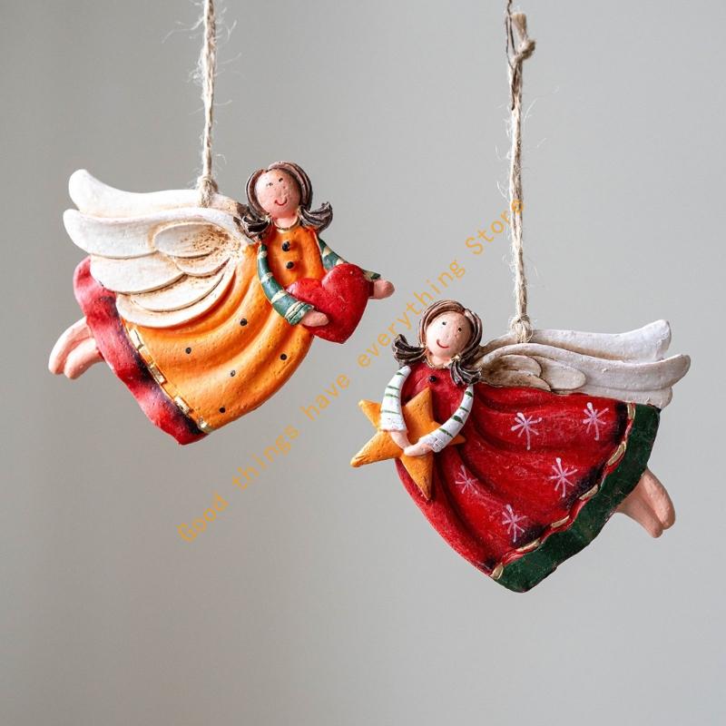 Christmas Tree Ornament Resin Angel Sculptures Christmas Tree Hanging Decorations for Mantels Holiday Decorations
