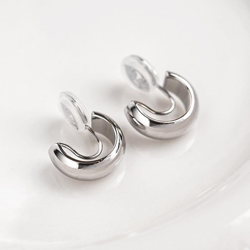 

Vintage Gold Color Minimalist C Shape Clip on Hoop Earrings Non Pierced Cute Earring for Women Party Charm Jewelry New