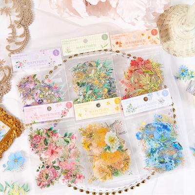 40sheets/pack  Vintage Gold-Plated Green Leaf Flower Stickers, Notebook And Diary Decoration Stickers, Scrapbook And Account DIY Label Stickers