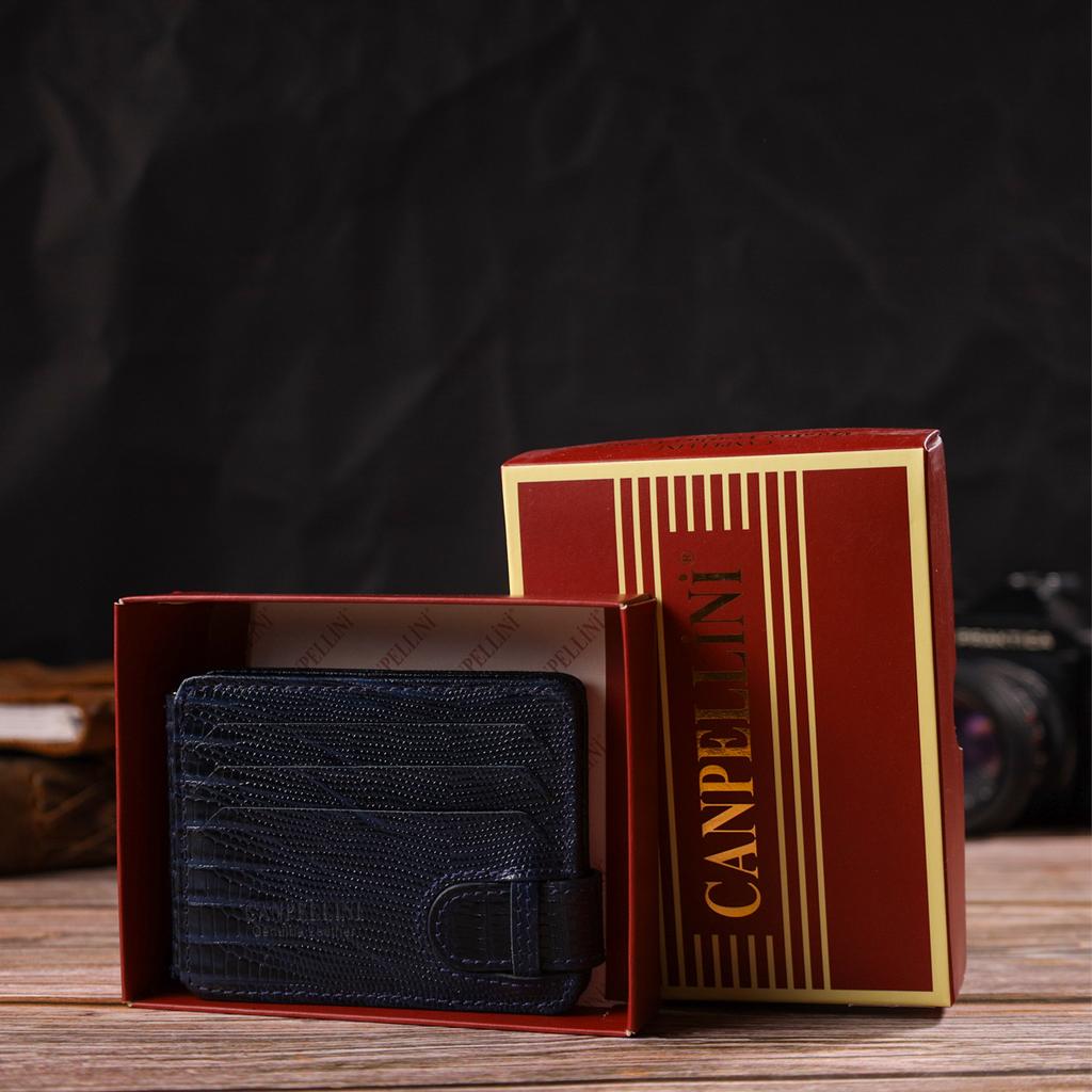 Textured Men's Money Clip Made of Genuine Leather with Embossing CANPELLINI 21942 Blue