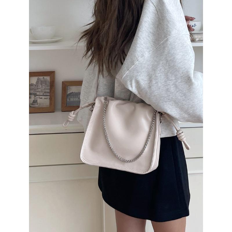 Niche design bag commuter new fashion texture pleated versatile autumn and winter shoulder messenger bag