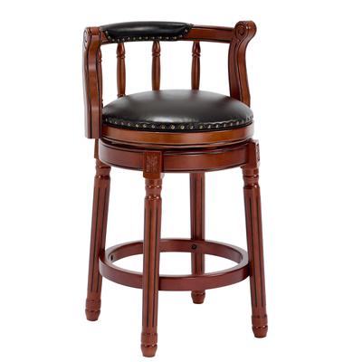 Cow Top Leather Wooden Bar Stools, 360 Degree Swivel Bar Chair with Backs, Bar Height Counter Height Barstools for Home Kitchen Dining Room