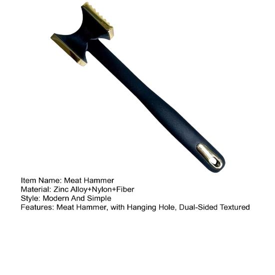 Meat Hammer Zinc Alloy Meat Tenderizer with Dual-Sided Textured Meat Mallet Quick Fibrous Tissue Breakdown Breaker for