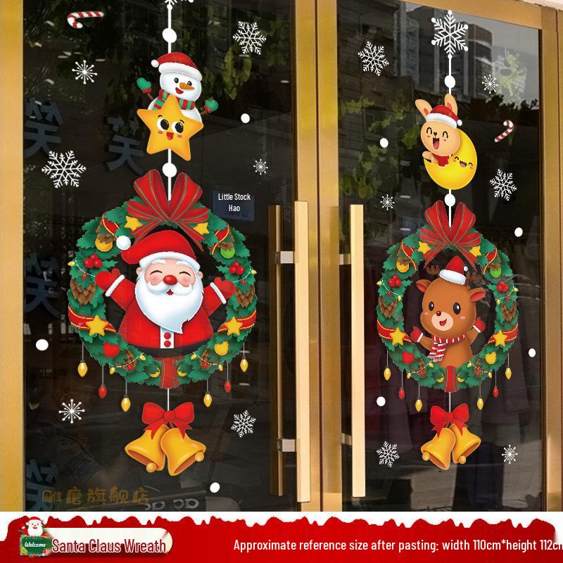 Santa Claus and Tree Window Cling Decorations for Christmas