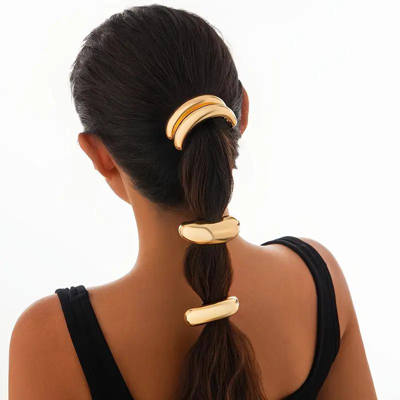 Cross-Border Fashion Alloy Hair Tie - Cold Style Seamless European & American Ponytail Rope Set