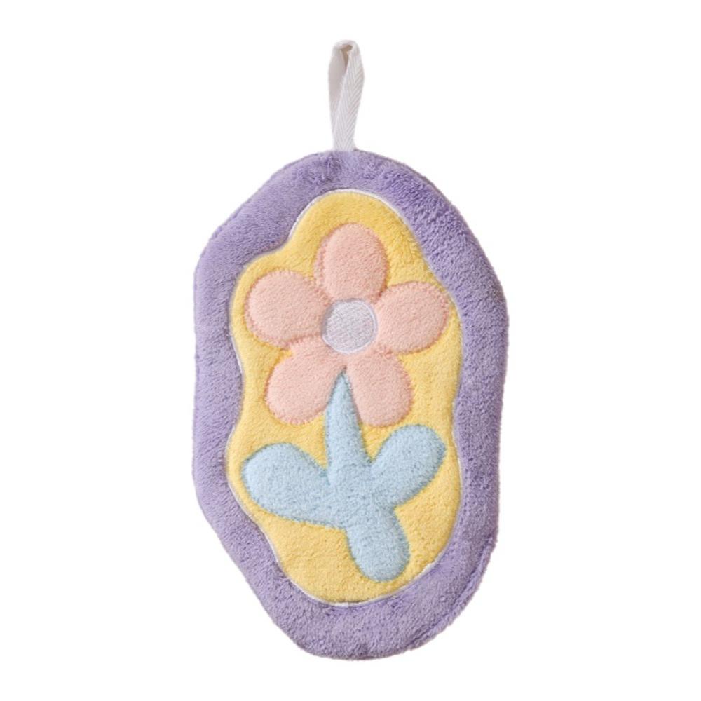 

Fashion Tulip Hand Towel Coral Velvet Cartoon Hanging Towel Absorbent Quick-Dry Kitchen Cleaning Towel Restaurant фиолетовый