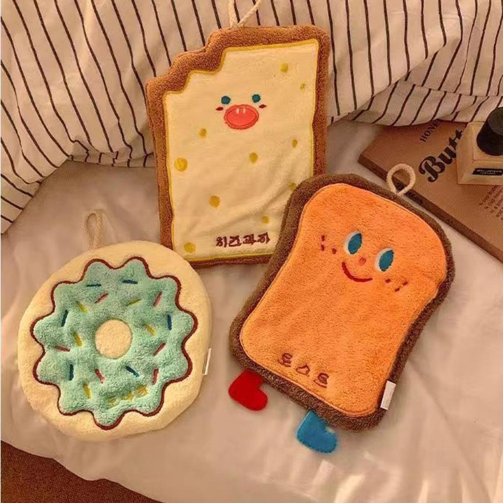 Cute Cartoon Hand Towel with Hanging Loop: Super Absorbent Thick Washcloth for Kitchen & Bathroom, Quick-Dry Decorative Towel