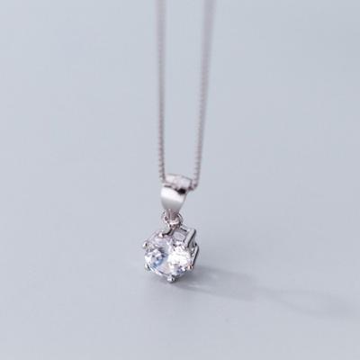 Hermosa:J N028 Silver 925 Silver Necklace Silver Necklace Cubic Zirconia Necklace Daily Necklace