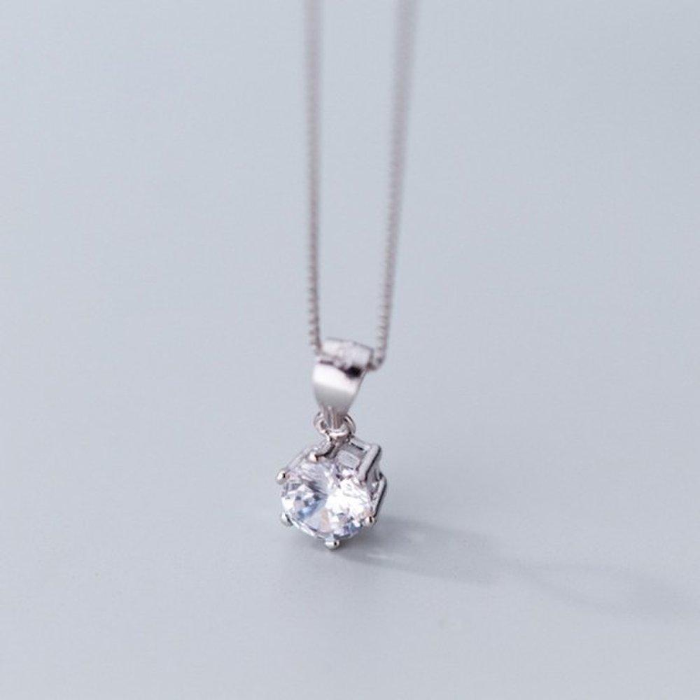 Hermosa:J N028 Silver 925 Silver Necklace Silver Necklace Cubic Zirconia Necklace Daily Necklace