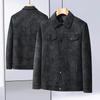 2025 Autumn/Winter Plus Size Men's Suede Leather Warm Jacket with Lapel