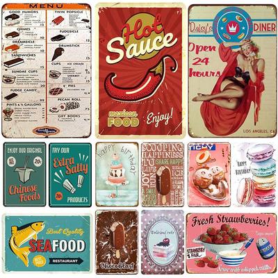 Meeresfrüchte Plakette Metall Vintage Blechschild Pin Up Shabby Chic Dekor Metallschilder Vintage Bar Dekoration Metall Poster Pub Metallplatte