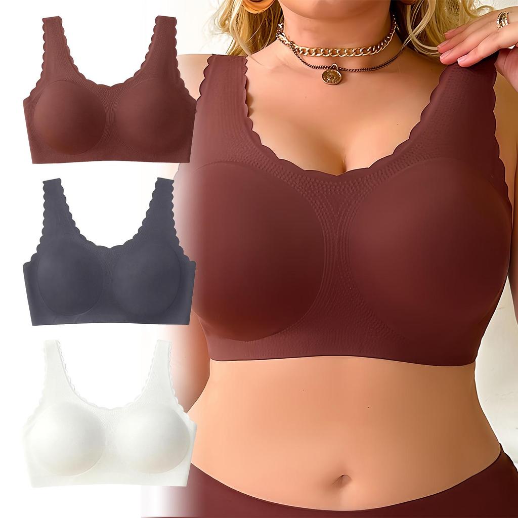 Zeriluna Lace Comfort Bra with Fan-Edged Detail & Wide Straps - Everyday Wear